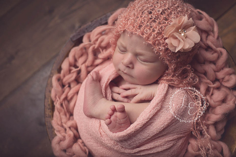 wrapped baby girl with cute hat -San Diego, CA newborn photographer and baby photographer- Lisa England Photography