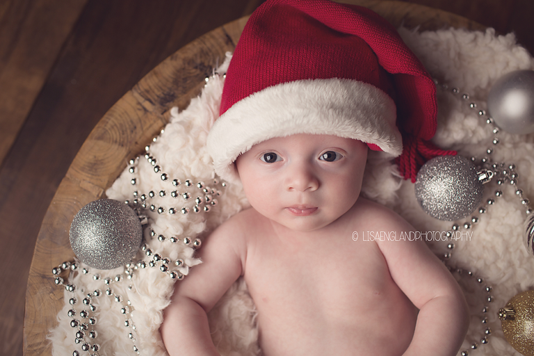 LIsa England Photography | 3 month old cute baby boy with santa hat