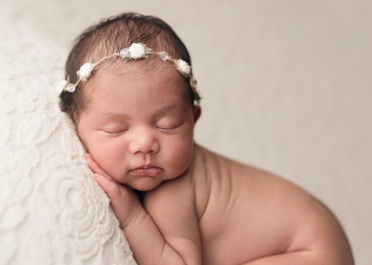 Close up of this little angel during her newborn session in San Diego