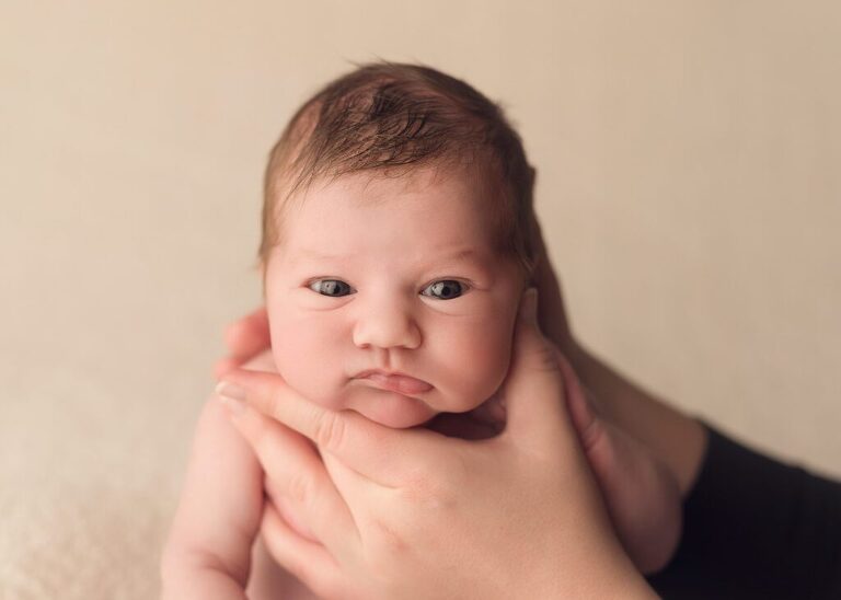 baby charlotte awake during her san diego newborn photoraphy session