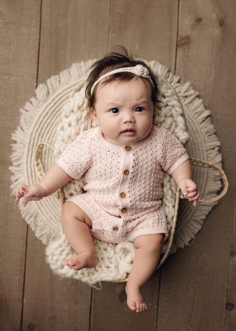 San Diego baby photographer capturing Waverly's 3 month milestone portrait